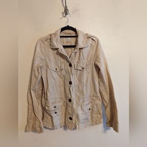 Military cargo style shirt jacket